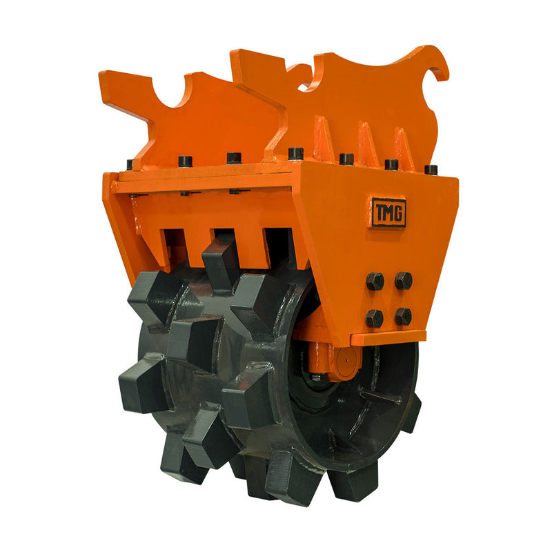 20" Compaction Wheel for 4-8 Ton Excavators, Quick change, 24 Tamping Pads, TMG-ECW20
