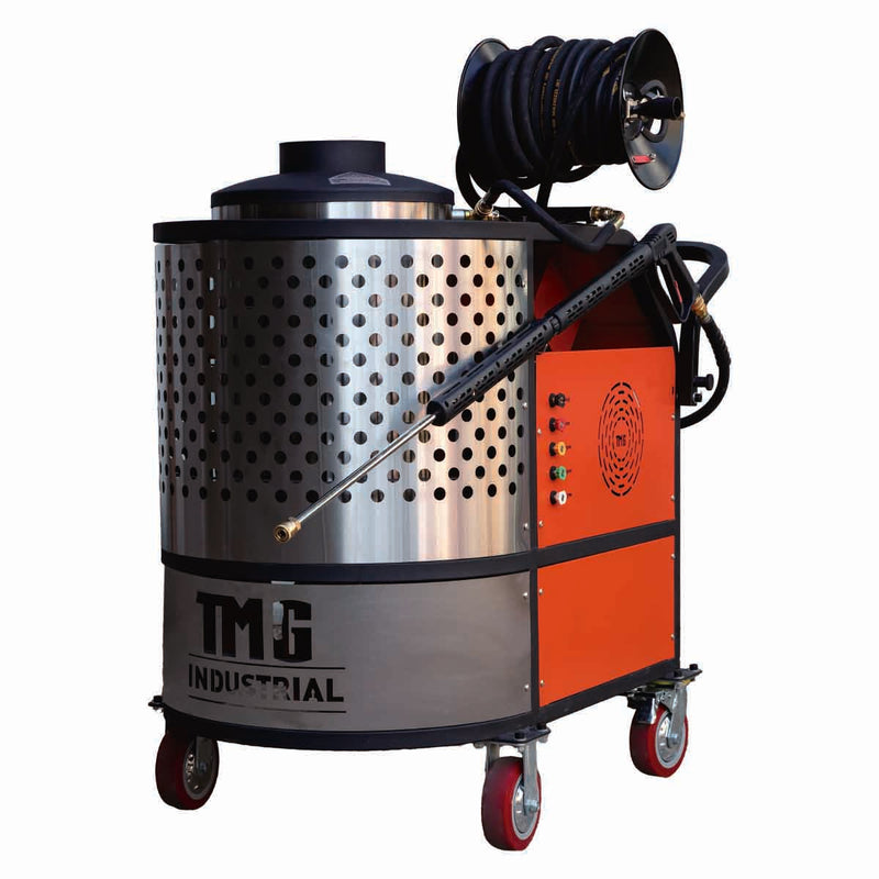 4000 PSI hot water pressure washer with 85ft hose reel and 7.5 HP electric motor TMG-HW42E