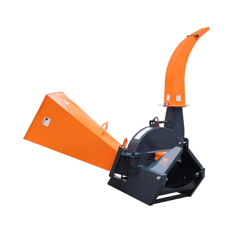 TMG Industrial Compact 3-Point Wood Chipper, 6" Chipping Capacity, Category 1 Hookup, 30-75 HP Tractor, PTO Shaft Included, TMG-WC65