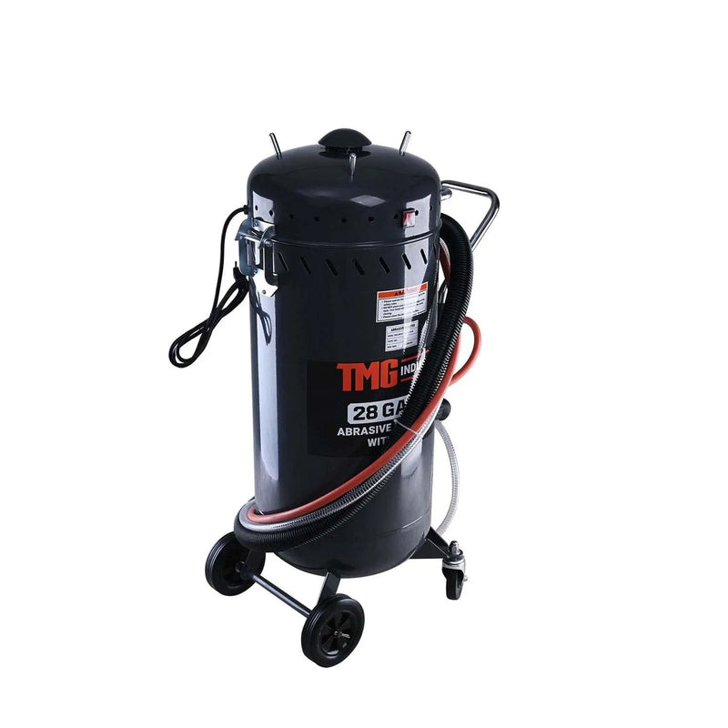 28 Gallon Abrasive Sandblaster, Built-in 1200W Vacuum System, 115 PSI, 90 CFM TMG-ABC28