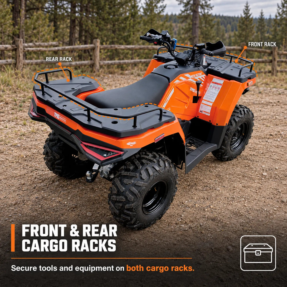 275cc ATV with On-Demand 4WD, Locking Differential, Cargo Racks, Trailer Hitch, and LED Lighting TMG-ATV325