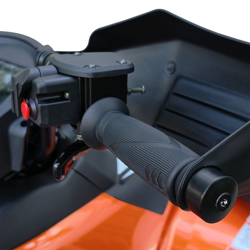 Right handlebar grip and handguard detail on TMG ATV.