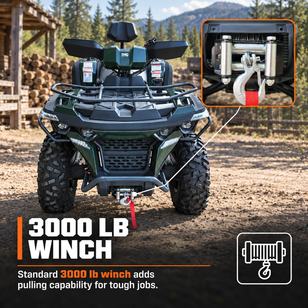 493cc ATV with On-Demand 4WD, EPS, 2-Up Seating & Backrest, Locking Differential, and Trailer Hitch TMG-ATV575