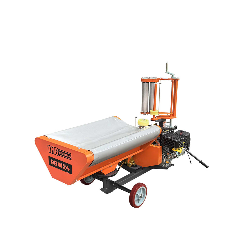 24" x 28" Bale Wrapper, 5.5 HP Gas Engine, Adjustable Film Layers, 20" - 24" Round Bales, TMG-GBW24