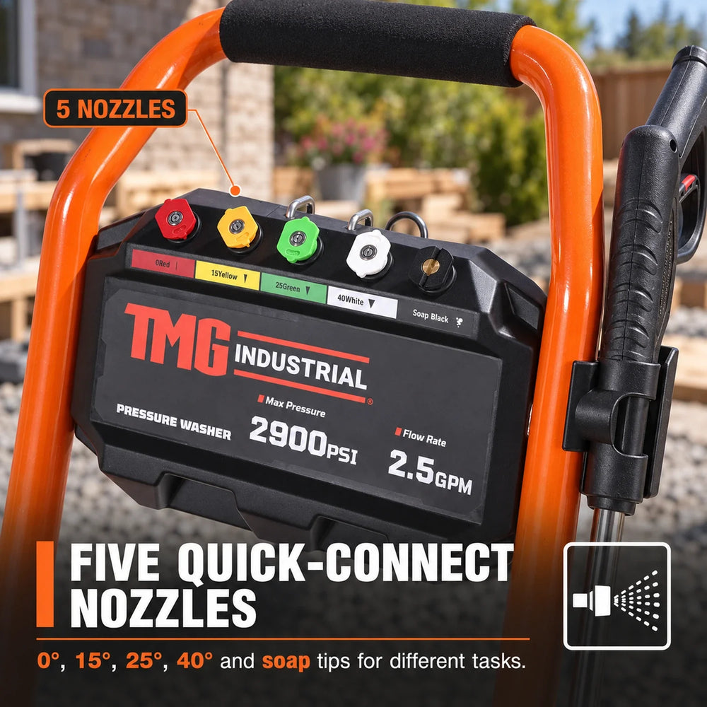 2900 PSI Gas Pressure Washer, 2.5 GPM, 212cc Gas Engine, 25' Hose, 12" Wheels, TMG-GPW30RH