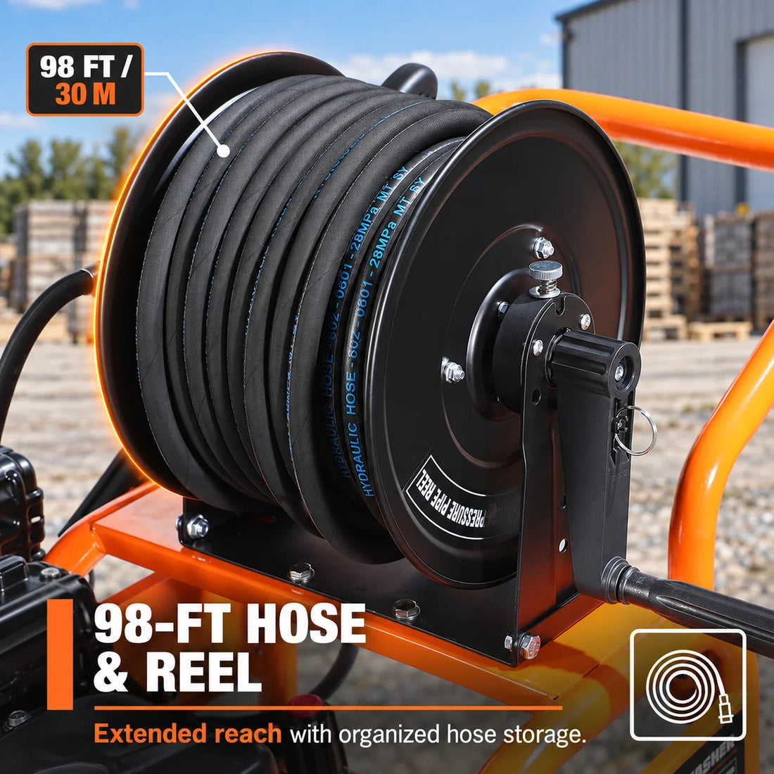 98' hose & reel