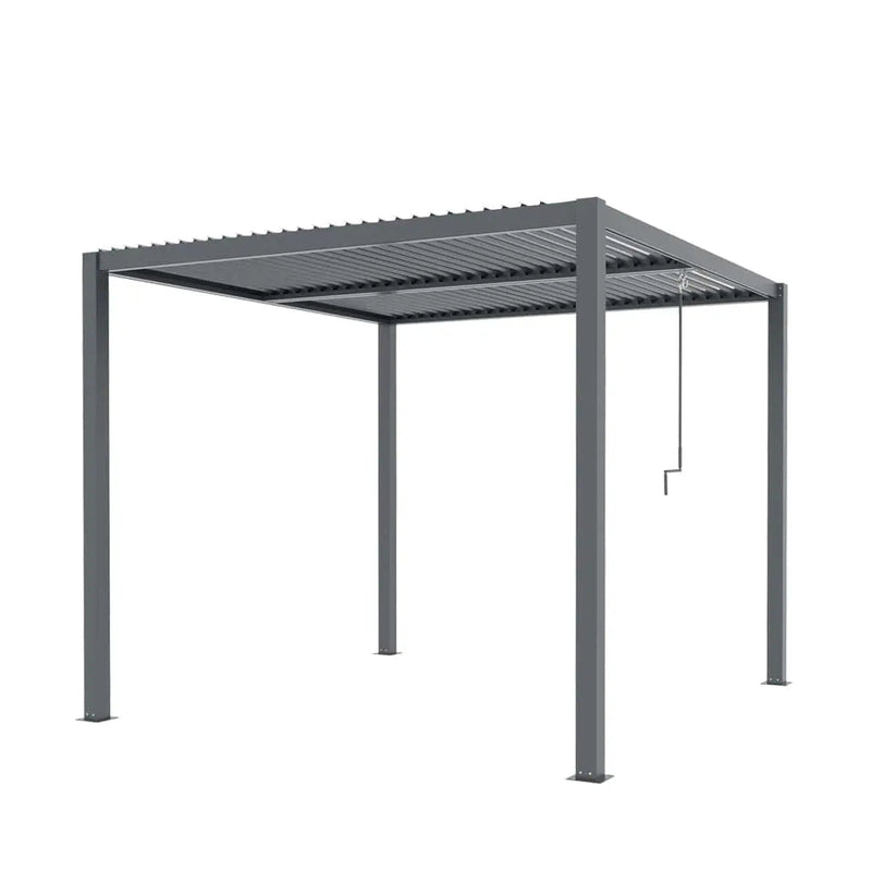 TMG Industrial 10’ x 10’ Louvre Pergola, Water Resistant Flat Roof, Integrated Gutter System, Aluminum Frame, Powdered Coating, TMG-LPG08