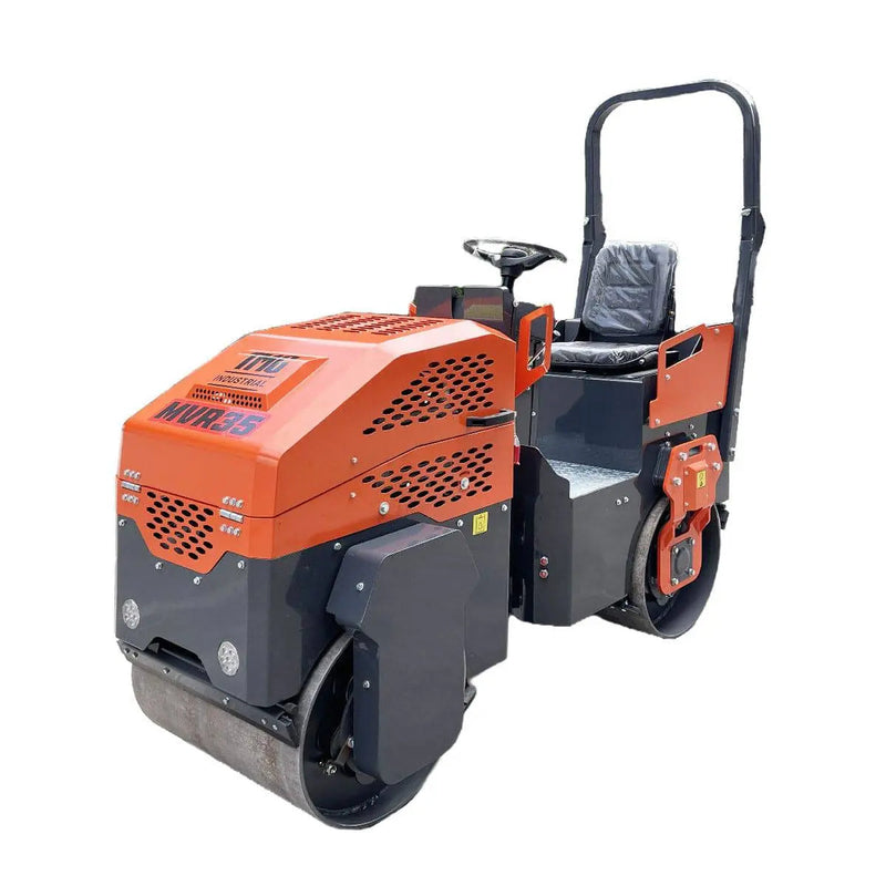 TMG Industrial 13.5 HP Ride-On Road Roller, 2 x 28” Wide & 21” Diameter Rollers, EPA Emissions Compliance TMG-MVR35