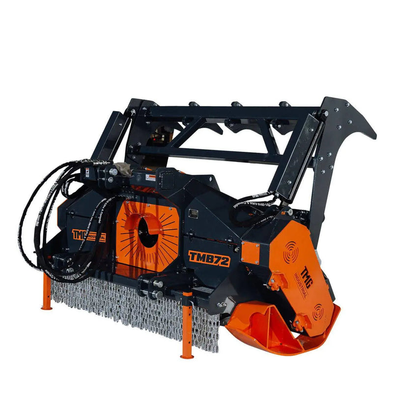 TMG Industrial 70” Forestry Brush Mulcher, Category 2 Hookup, Widia Cutting Teeth, 70-110 HP Tractors, 3-PTO Shaft Included, TMG-TMB72
