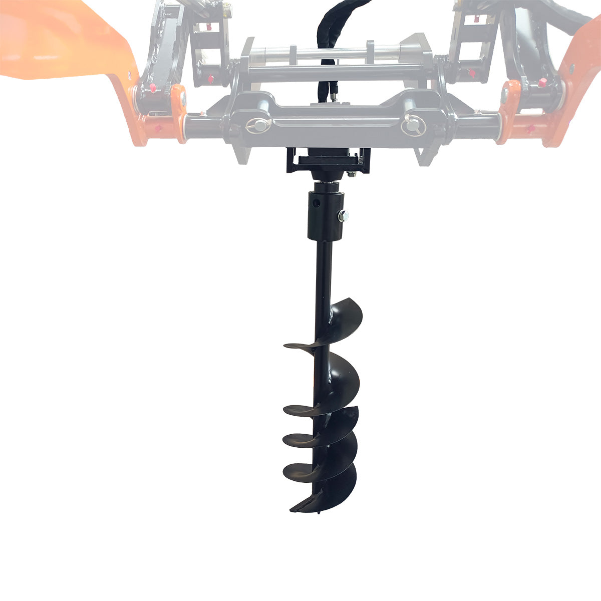 7-7/8" Post Hole Digger with Auger, G 3/8" Hydraulic Hoses and Flat Quick Couplers, Works for TMG-MVL16 & TMG-MVL20 Stand-on Skid Steer, TMG-MVL20-AU