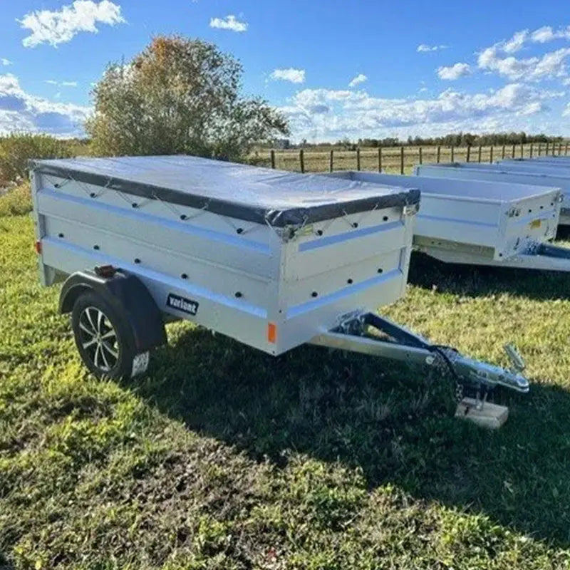 Variant 7’ Heavy Duty Utility Tilt Trailer with Extended Solid Sides & Tarp Cover, Removable Tailgate, 4.2’x7’ Tilt Bed, MFR #: S205Tilt, Made in Canada